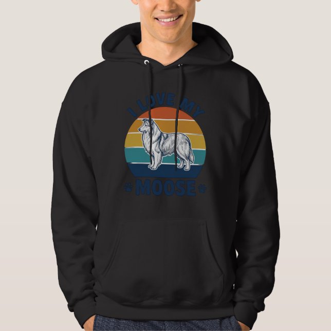 Sudadera Amo a mi perro alce Diseño de grabado retro_1 (Anverso)