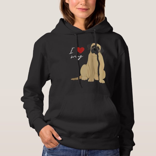 Sudadera Amo a mi perro mastín Raglan Béisbol (Anverso)