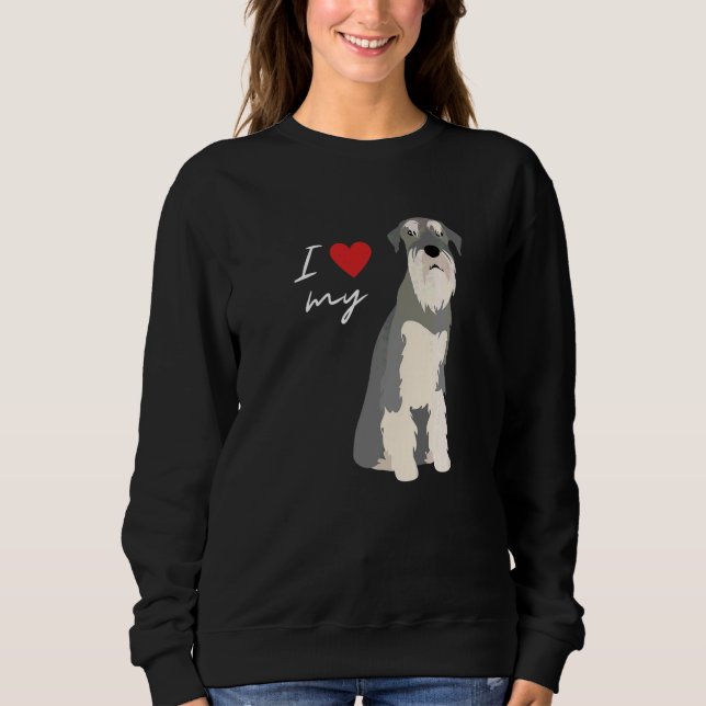Sudadera Amo a mi perro schnauzer gris y blanco (Anverso)