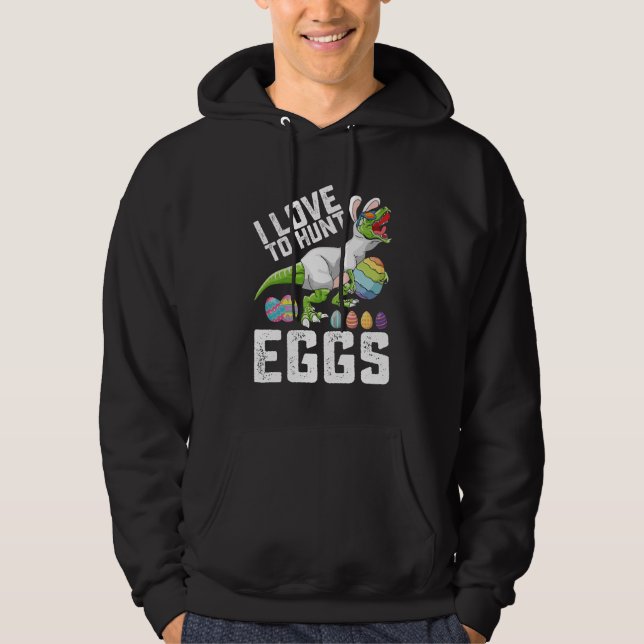 Sudadera Amo Cazar Huevos Pascua Dinosaurio T Rex (Anverso)
