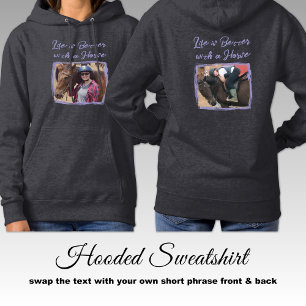 Sudadera Amo de caballo 2 foto ecuestre púrpura gris