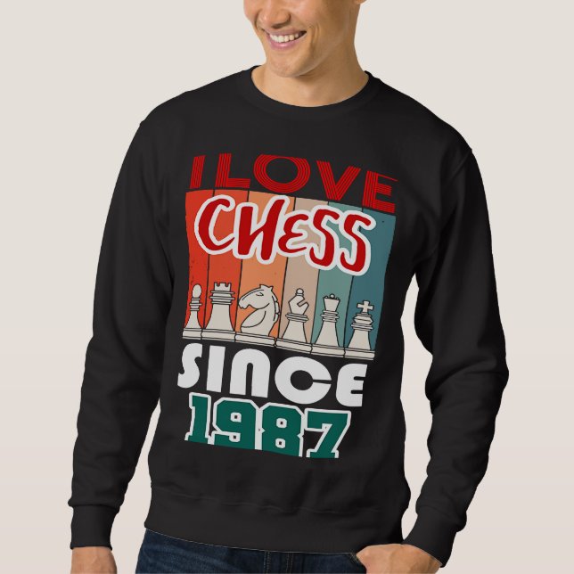 Sudadera Amo el ajedrez desde 1987 (Anverso)