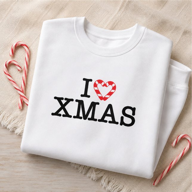 Sudadera Amo el corazón de caramelo de Navidad (Subido por el creador)