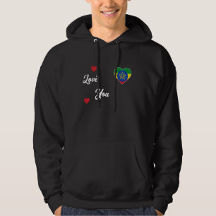 Sudadera Amo Etiopía con la bandera etíope en una ética car