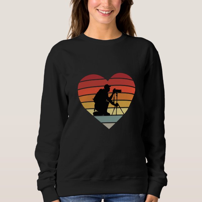 Sudadera Amo Fotografiar Corazón Vintage (Anverso)