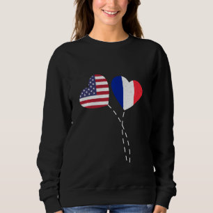 Sudadera Amo Francia Bandera Estadounidense Corazón Francés