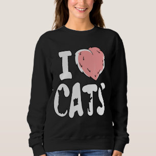 Sudadera Amo Gatos Fluffy Furry Heart Mascota Feline Cat