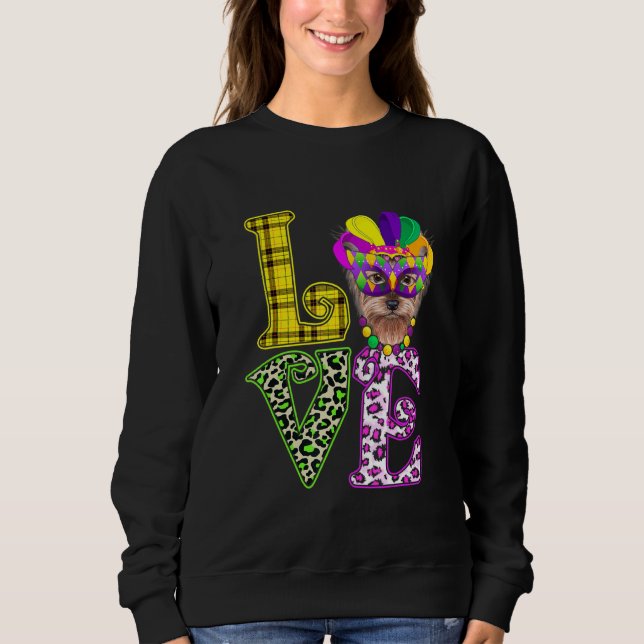 Sudadera Amo gracioso Mardi Gras Yorkshire Terrier Dog Dad  (Anverso)
