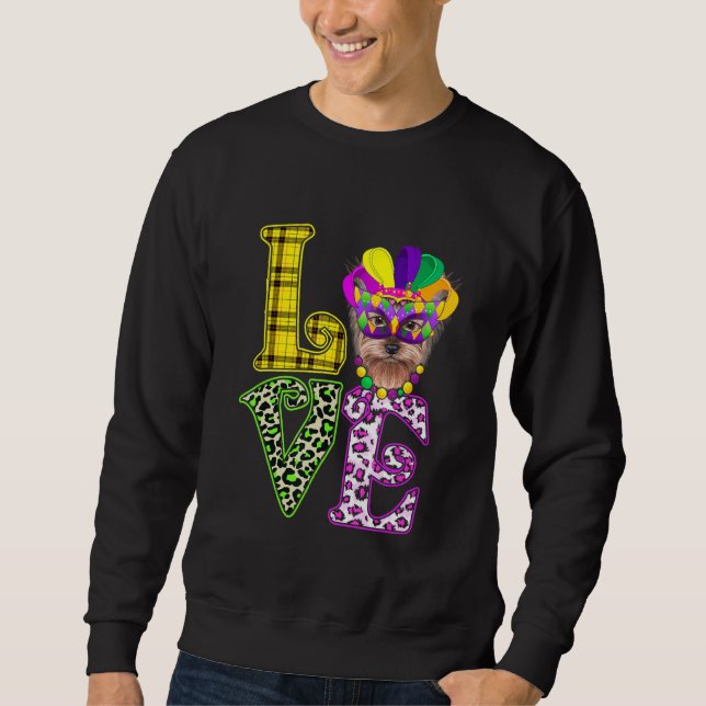 Sudadera Amo gracioso Mardi Gras Yorkshire Terrier Dog Dad  (Anverso)