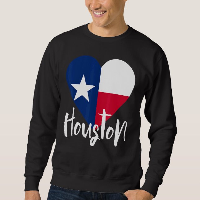 Sudadera Amo Houston Texas Tx Flag Lonestar Heart (Anverso)