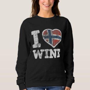 Sudadera Amo la bandera cardíaca noruega de vino noruego