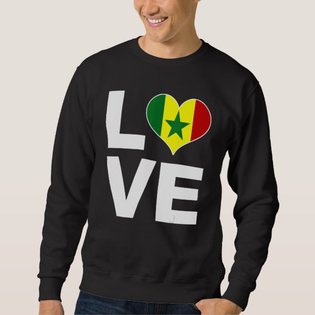 Sudadera Amo la bandera del corazón de Senegal (Anverso)