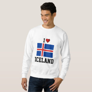 Sudadera Amo la camiseta de la bandera de Islandia