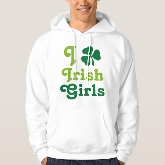 Sudadera Amo la camiseta irlandesa del verde del trébol de (Anverso)