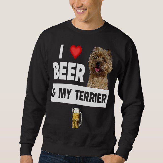 Sudadera Amo la cerveza y mi perro Cairn Terrier mamá papá  (Anverso)