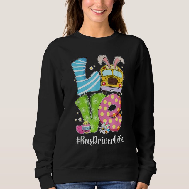 Sudadera Amo lindo conejito choferes de autobús escolar Vid (Anverso)