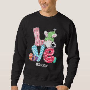 Sudadera Amo lindo conejito Gnome Soccer Eggs Caza Pascua D