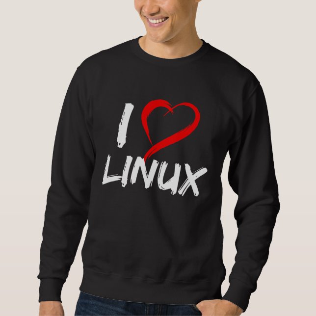 Sudadera Amo Linux con corazón Pingüino Tux Fuente abierta  (Anverso)