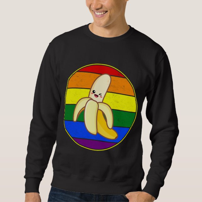 Sudadera Amo por el arcoiris kawaii de la banana dulce LGBT (Anverso)