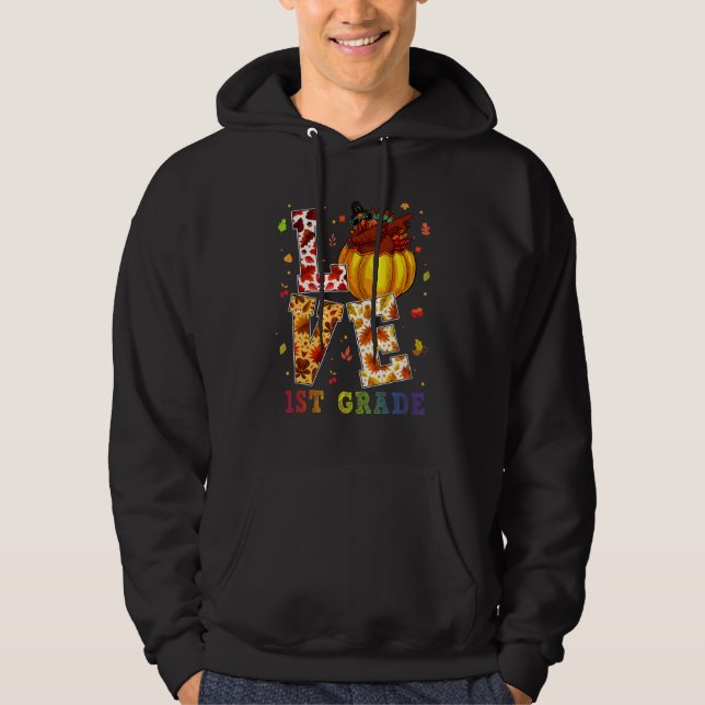 Sudadera Amor 1º Grado Feliz Otoño Para Maestro (Anverso)