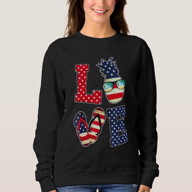 Sudadera Amor 4 de julio Bandera Americana Gafas de sol Piñ (Anverso)