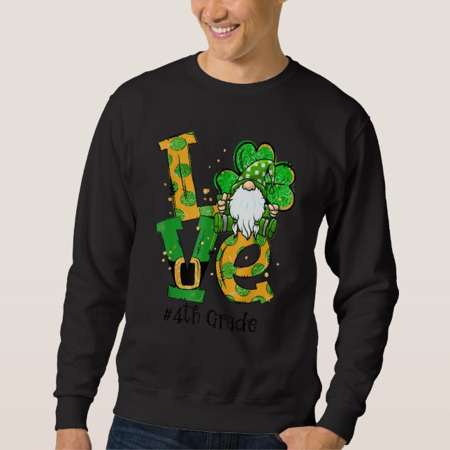 Sudadera Amor 4 Grado Gnome Lucky Shamrock St Patrick's D (Anverso)
