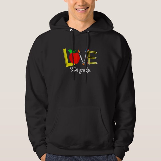 Sudadera Amor 9° grado Apple de vuelta a la escuela de prof (Anverso)