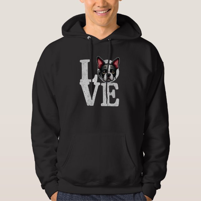 Sudadera AMOR A Mi Perro Terrier de Boston Gracioso (Anverso)