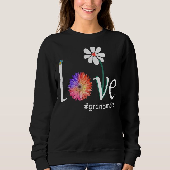 Sudadera Amor Abuela Cuidada Flor Flor Mola de pájaro (Anverso)