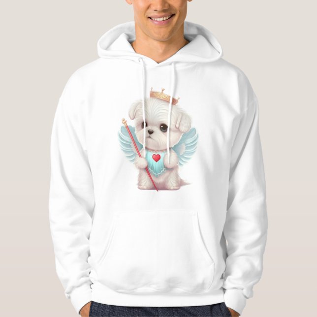 Sudadera Amor celestial: Perro maltés Ángel lindo (Anverso)