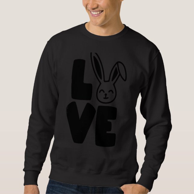 Sudadera Amor Conejo Conejo Conejo Cute Cara Conejo Negro S (Anverso)
