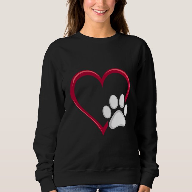 Sudadera Amor Corazón Perro Pata Día de San Valentín Amante (Anverso)