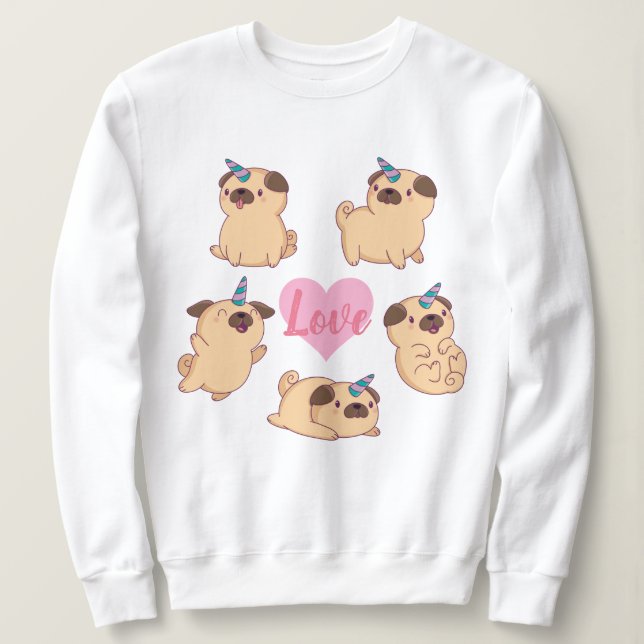 Sudadera Amor de pug (Anverso del diseño)