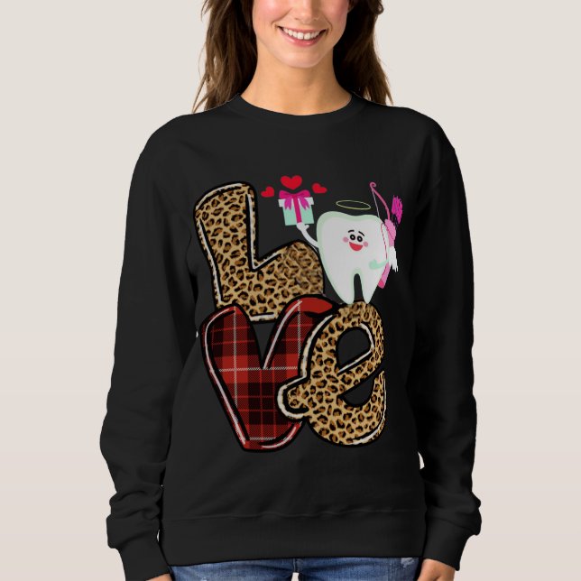 Sudadera Amor Dentista Corazón Red Plaid Leopard Valentine  (Anverso)