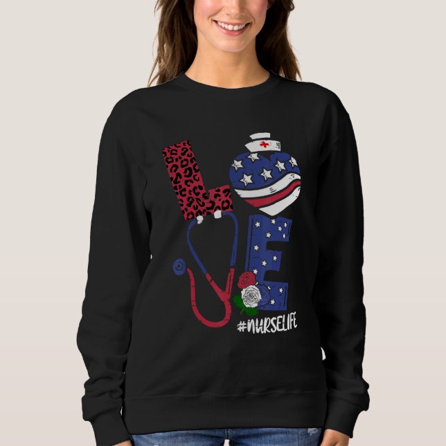 Sudadera Amor Enfermera Vida Corazón Stethoscope Mujeres 4  (Anverso)