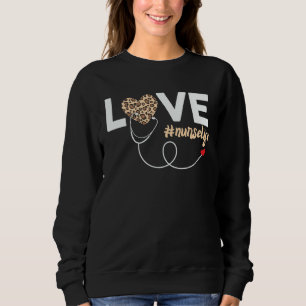 Sudadera Amor Enfermería Estampado de Leopardo Lindo Enferm