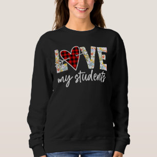 Sudadera Amor floral Mis estudiantes Búfalo Corazón Corazón