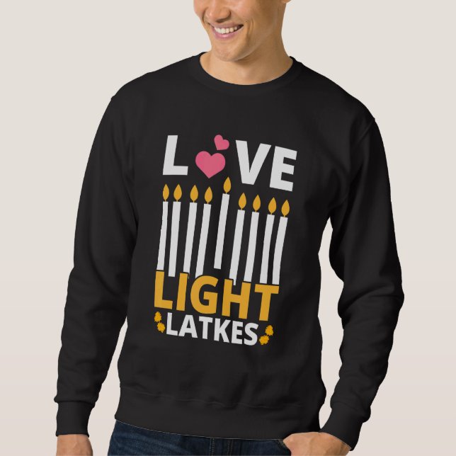 Sudadera Amor Ligero Latas Hanukkah Chanukah Hombres Judíos (Anverso)