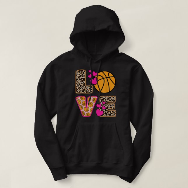 Sudadera Amor lindo Baloncesto Leopardo Mujeres Chicas Bas (Diseño del anverso)