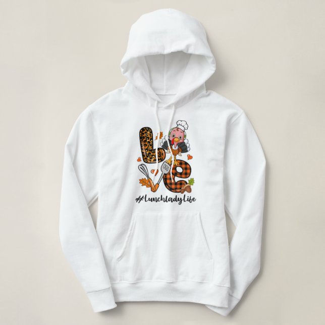 Sudadera Amor Lunch Lady Leopard Calabaza Turquía Caer Grac (Diseño del anverso)