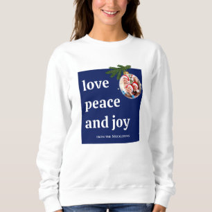 Sudadera Amor Paz Alegría Foto Navidad Mujer Azul Marino