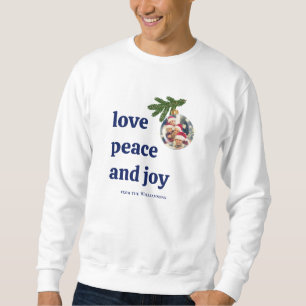 Sudadera Amor Paz Alegría Navidad Foto Azul Marino Casual