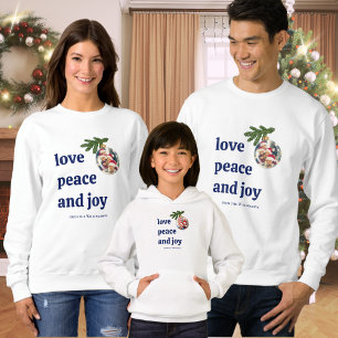 Sudadera Amor Paz Alegría Navidad Foto Azul Marino Casual