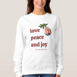 Sudadera Amor Paz Alegría Navidad Foto Damas Rojo Burgundy