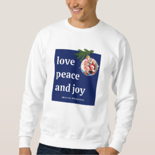 Sudadera Amor Paz Alegría Navidad Foto Familiar Azul Marino