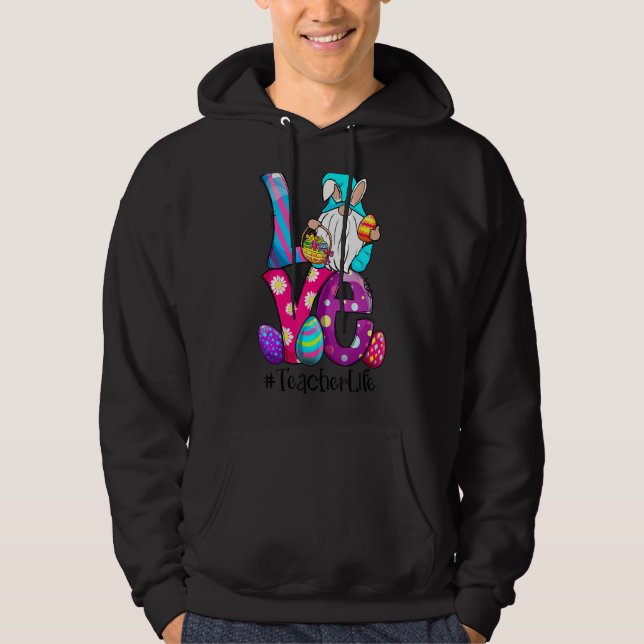 Sudadera Amor Profesor Vida Pascua Gnome Bunny Oars Huevo H (Anverso)