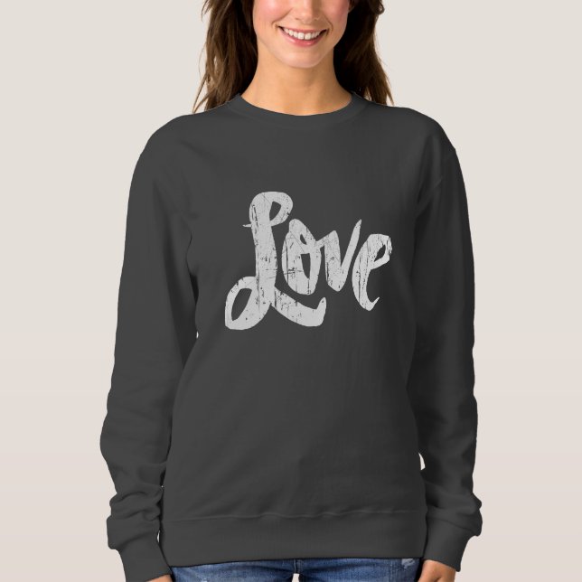 Sudadera Amor retro Lettering Pink Valentine angustiado (Anverso)