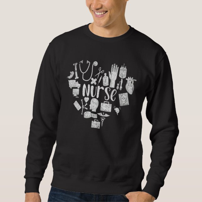 Sudadera Amor Stethoscope Jeringa Enfermera cardíaca (Anverso)