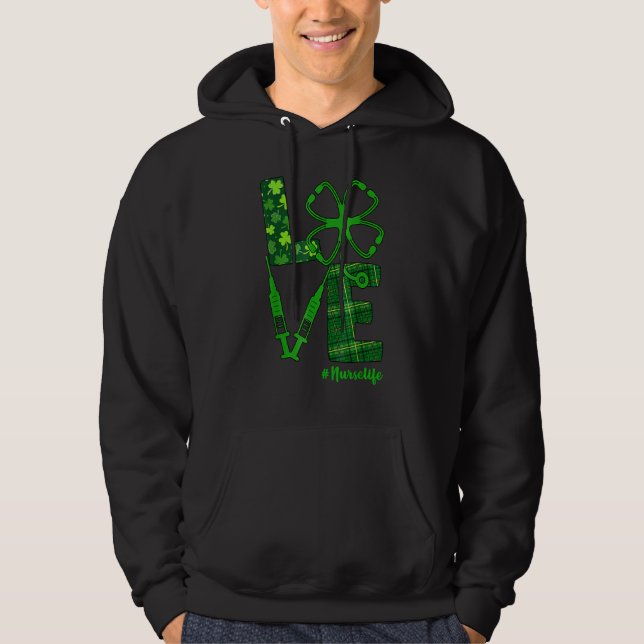 Sudadera Amor Stethoscope Syringe Vida de la enfermera St P (Anverso)