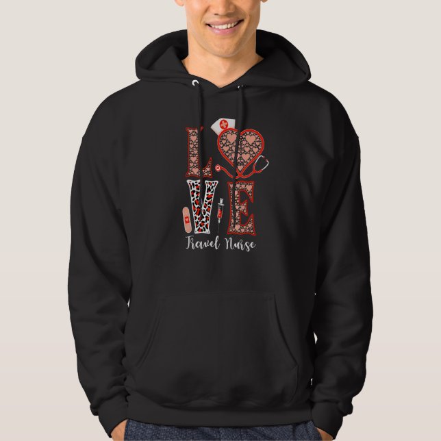 Sudadera Amor Stethoscope Viaje Enfermería Corazón Leopardo (Anverso)